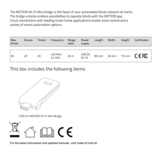 Motionblinds Manual User MOTION CMD 01 Page 2 3